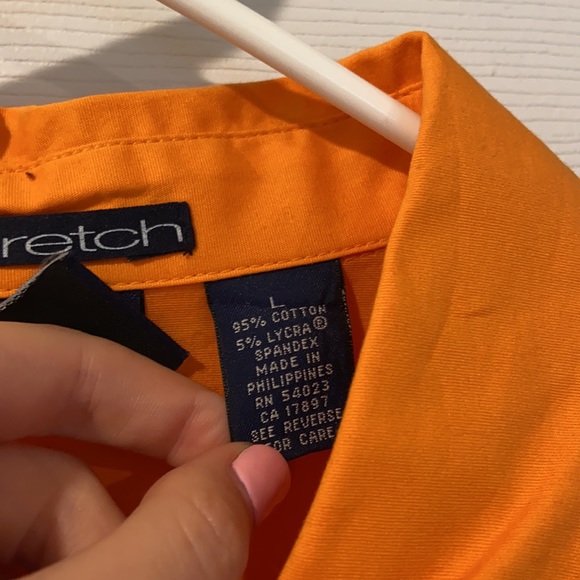 Stretch Gap Vibrant Orange Button-Up Shirt Size L - Picture 8 of 11